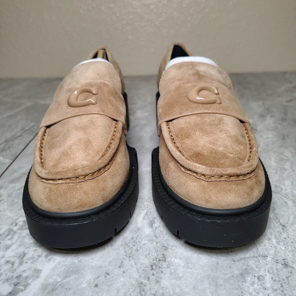 Coach Leah Suede Loafers Peanut Platform Lug Sole Size 6.5 B - Picture 4 of 12